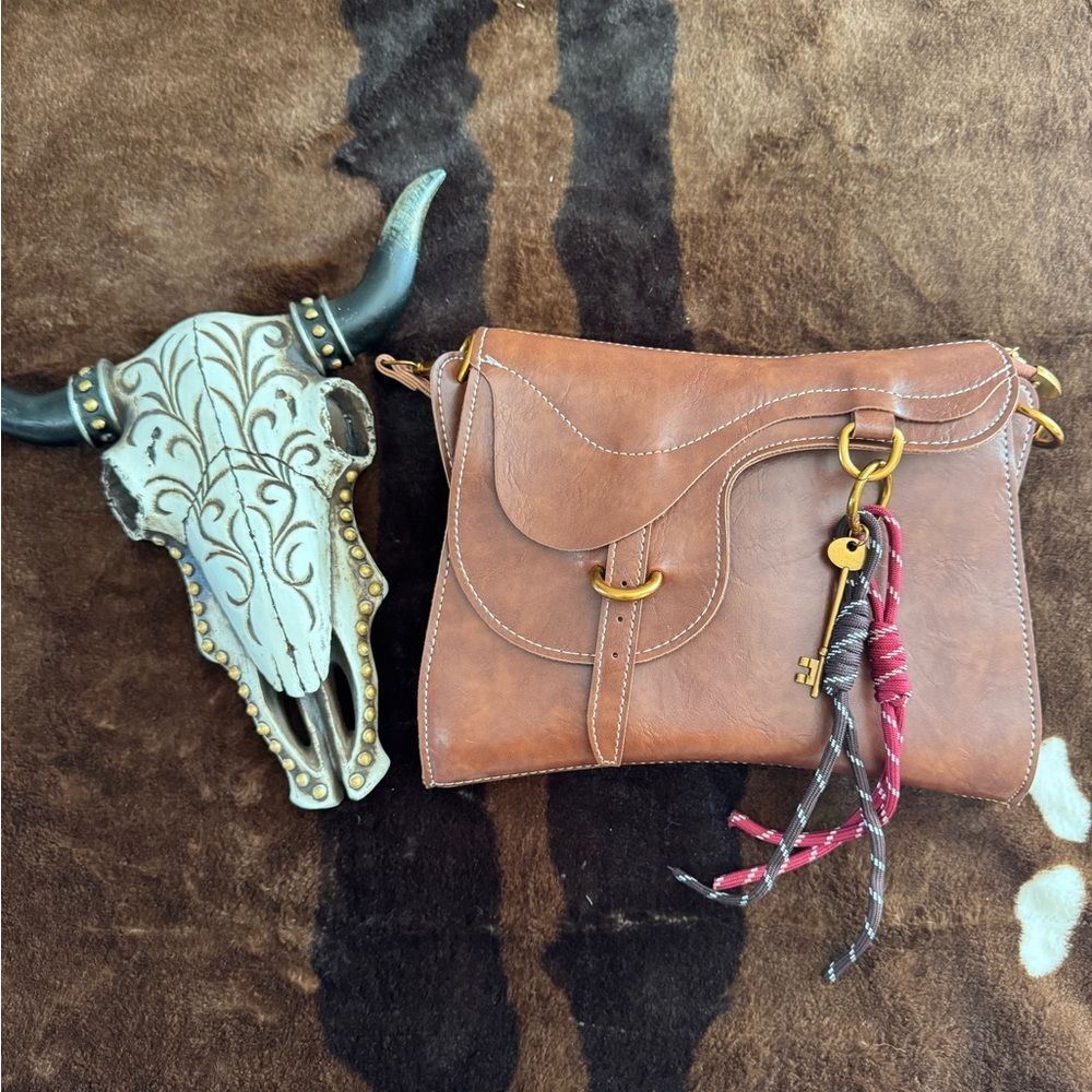 Brown Leather Western Crossbody